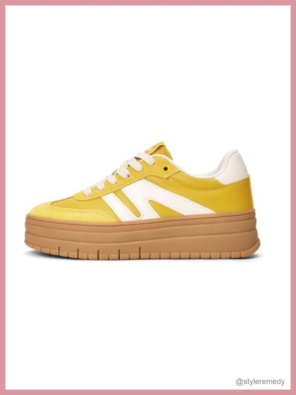 Women's Platform Sneakers Gum Sole Retro Lace-Up Fashion Shoes with Suede Faux